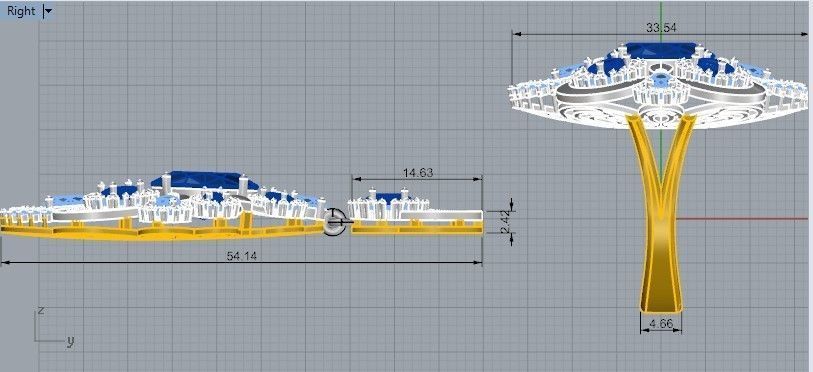 Luxurious Blue Diamond set 2398 3D print model 3D print model_1