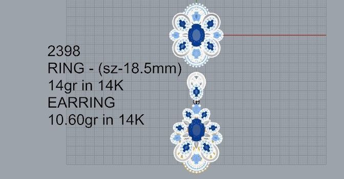 Luxurious Blue Diamond set 2398 3D print model 3D print model_9