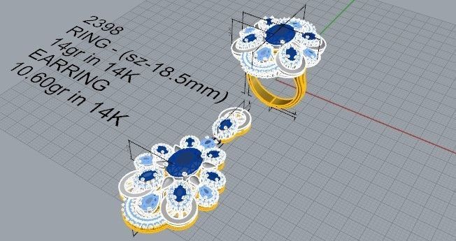 Luxurious Blue Diamond set 2398 3D print model 3D print model_10