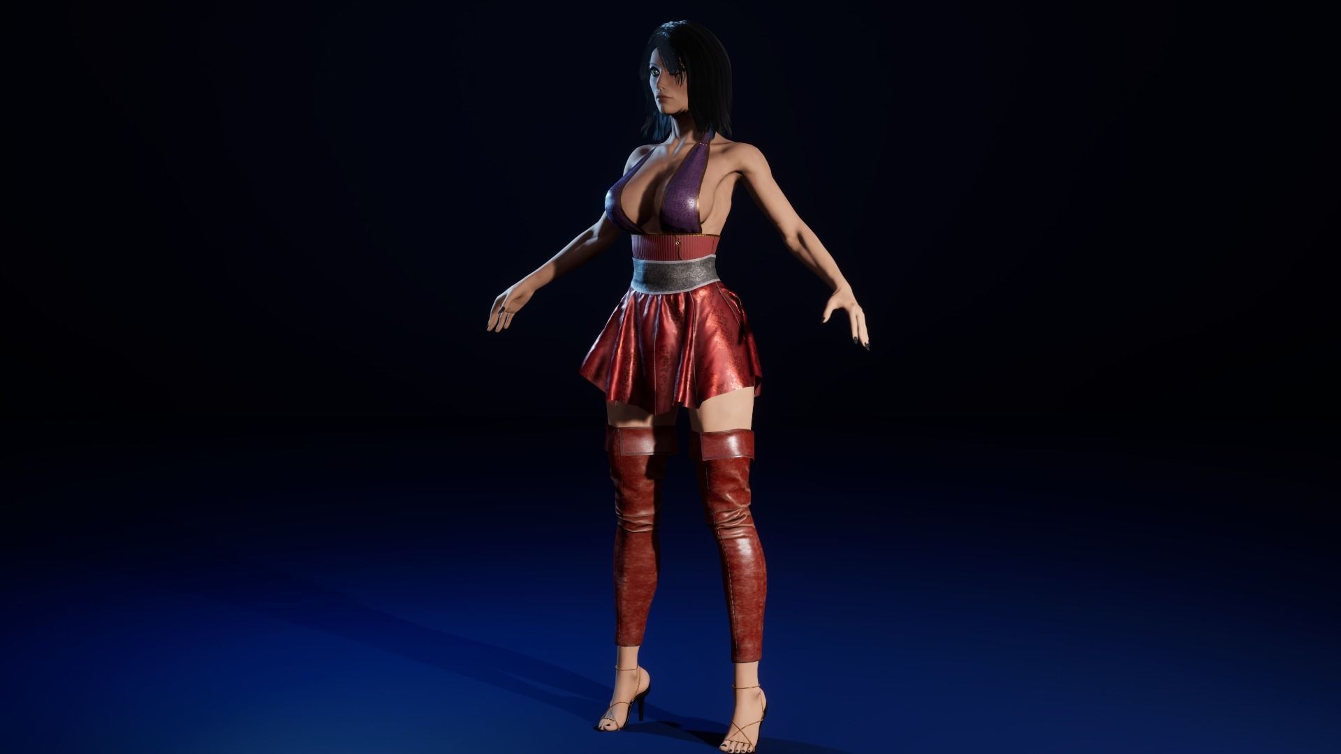 Lady Death Angel female character with 3 texture sets rigged Low-poly 3D model_8