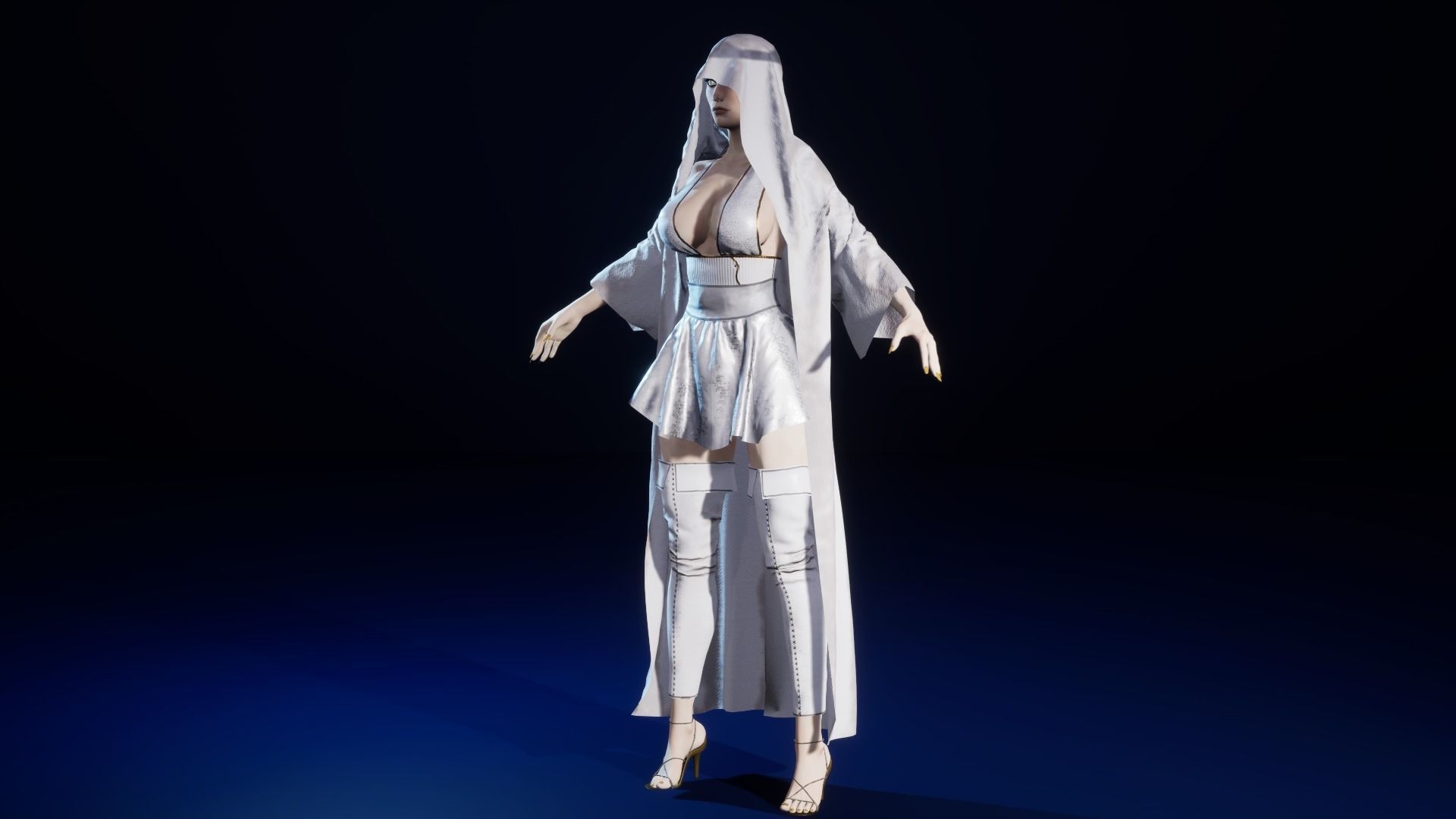 Lady Death Angel female character with 3 texture sets rigged Low-poly 3D model_5