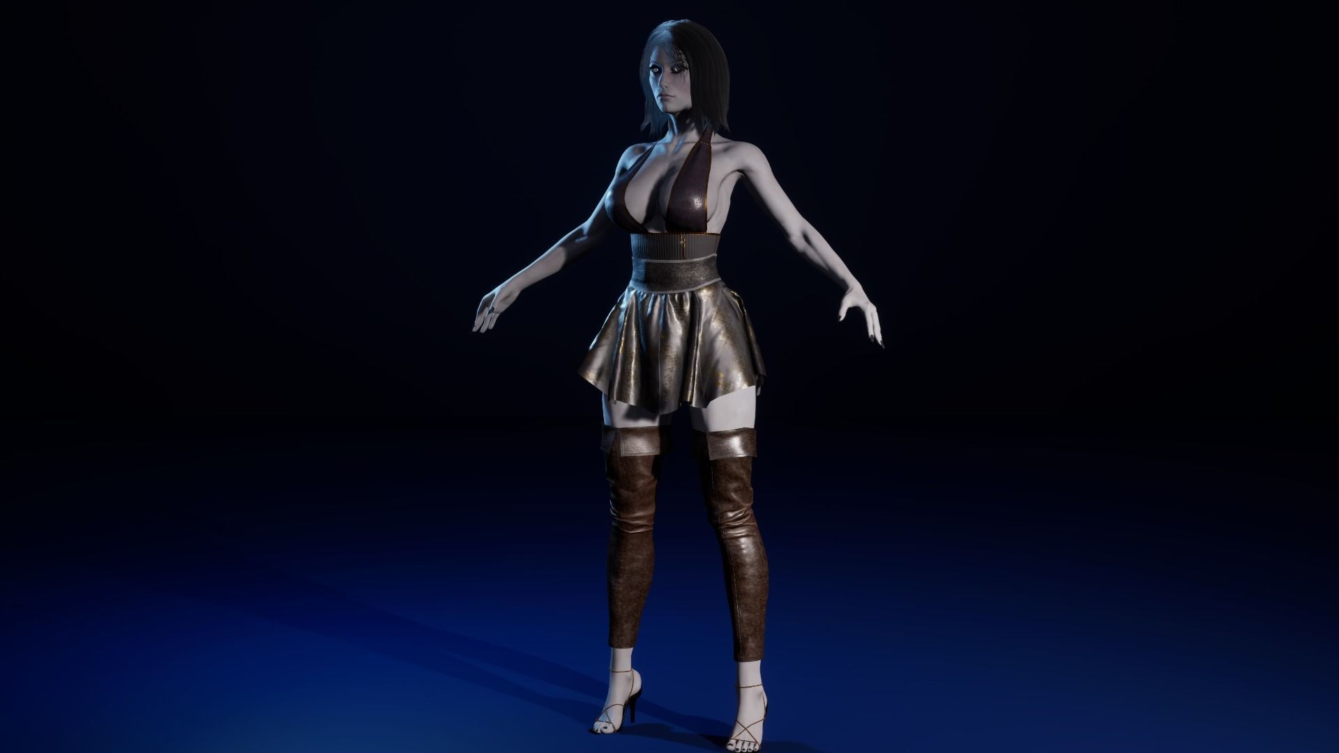 Lady Death Angel female character with 3 texture sets rigged Low-poly 3D model_7