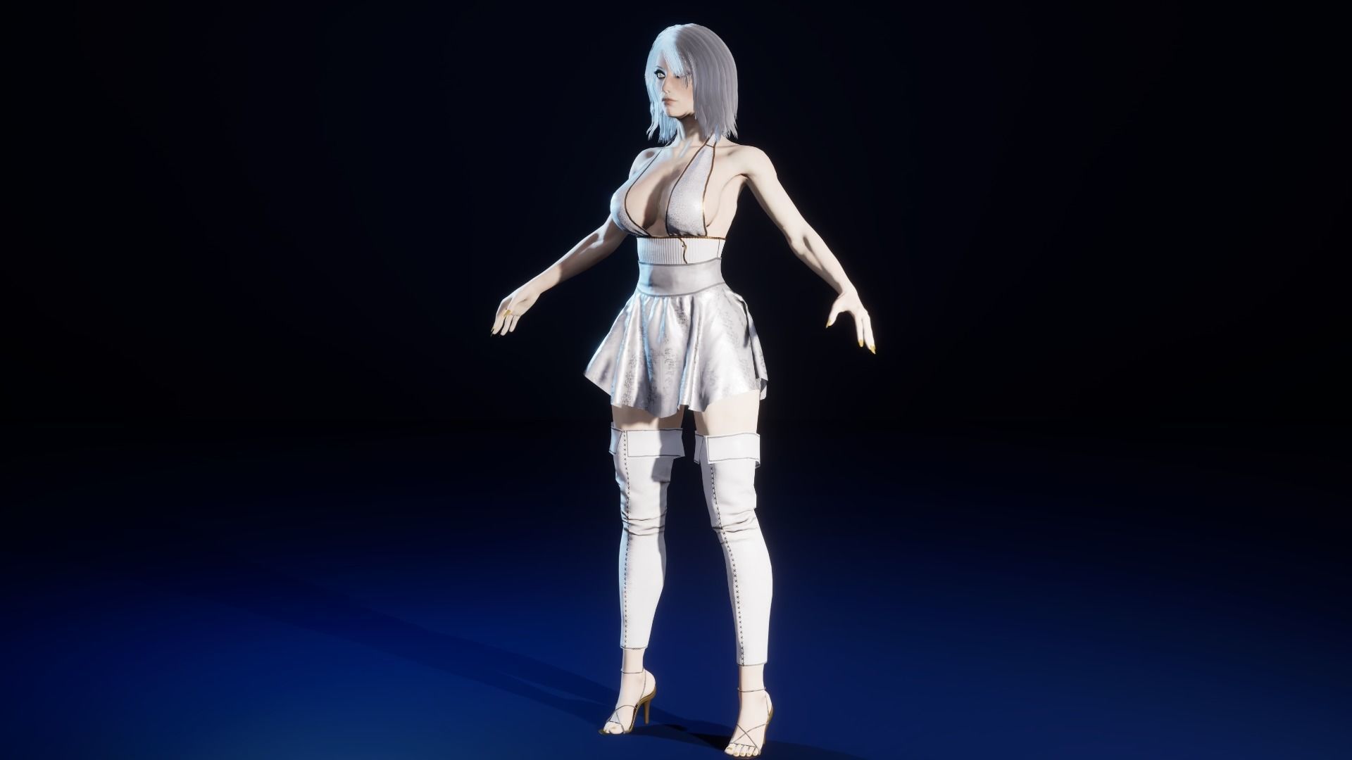 Lady Death Angel female character with 3 texture sets rigged Low-poly 3D model_6