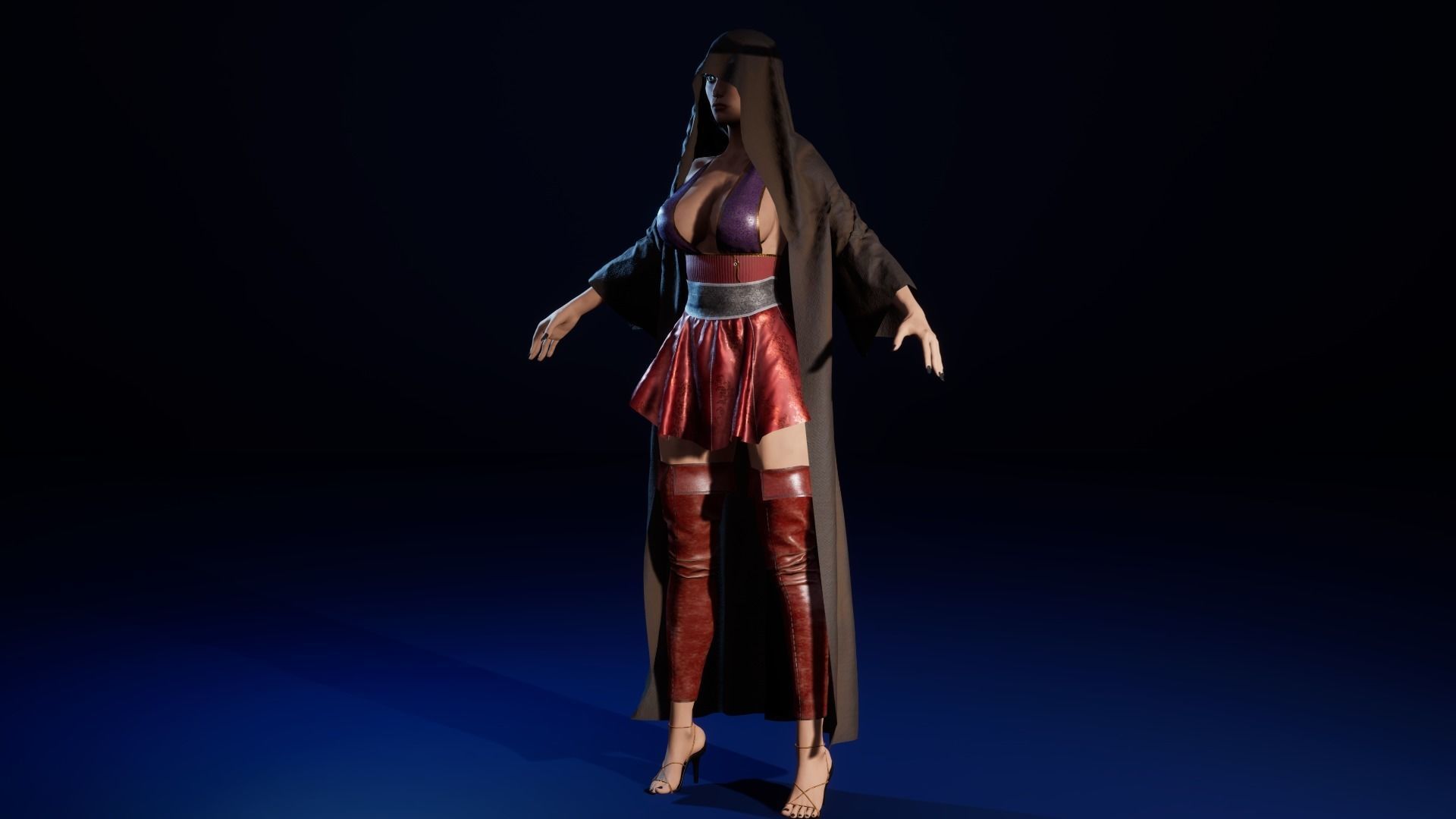 Lady Death Angel female character with 3 texture sets rigged Low-poly 3D model_3