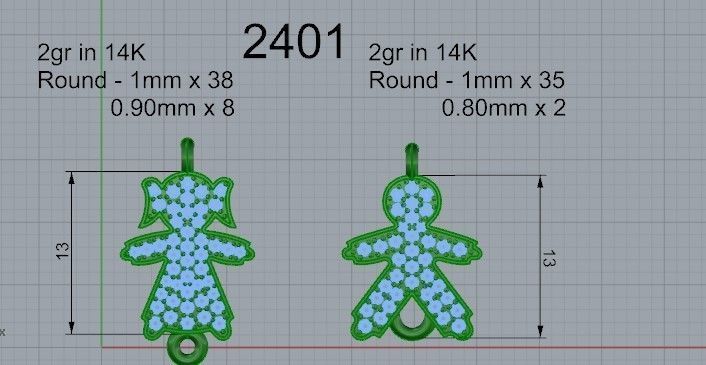 Girl and boy pendant 2401 3D print model 3D print model_4