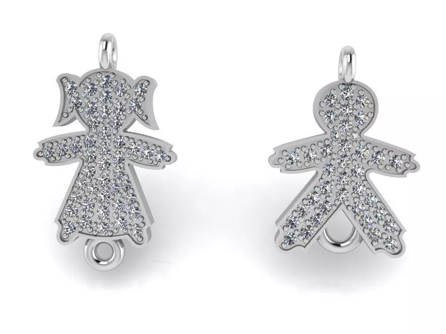 Girl and boy pendant 2401 3D print model 3D print model_0