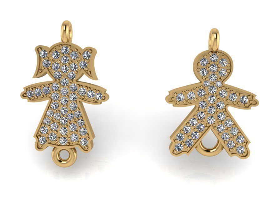 Girl and boy pendant 2401 3D print model 3D print model_1