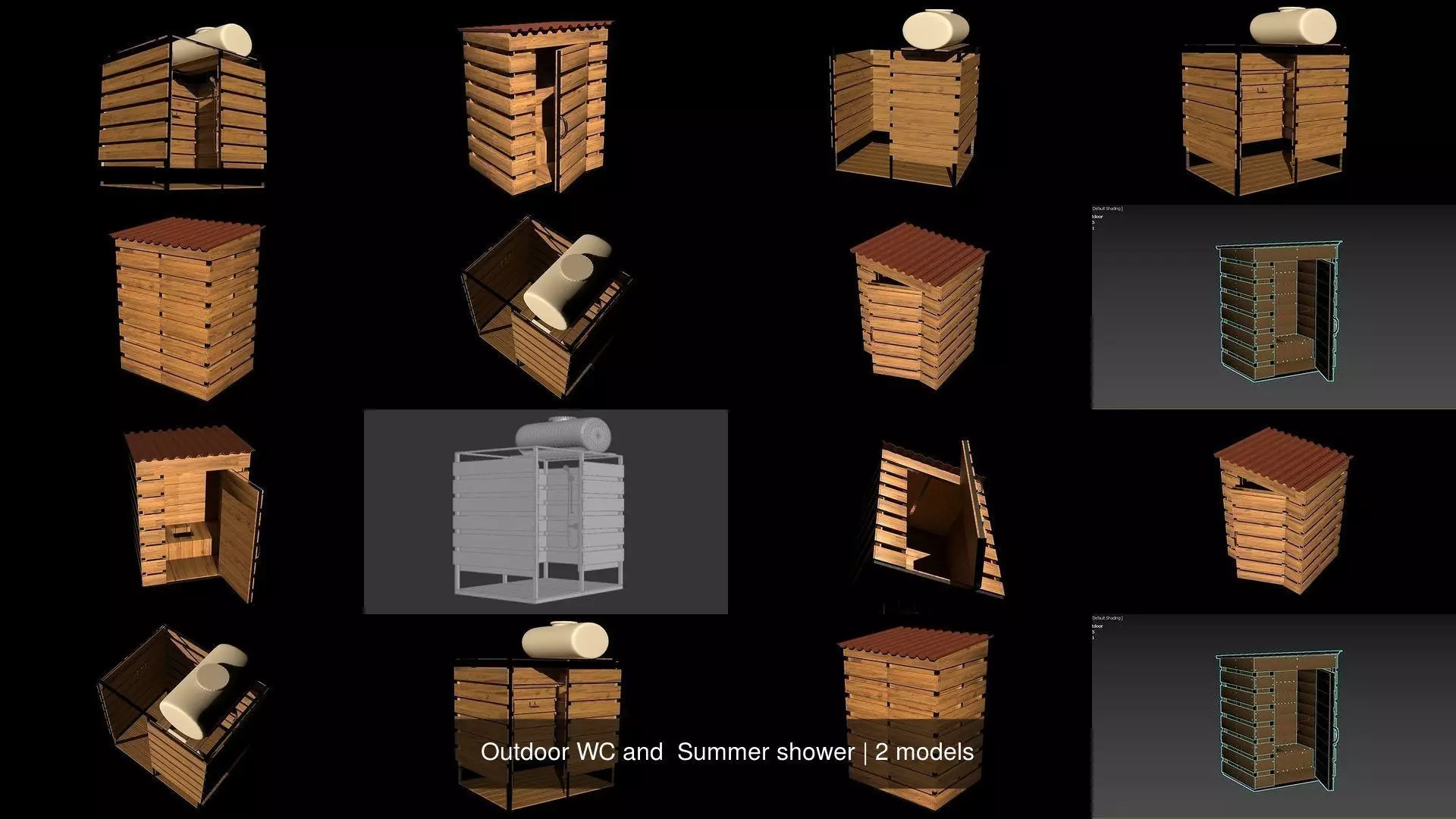 Outdoor WC and Summer shower 3D Model Collection_0