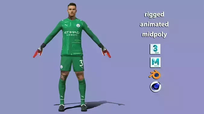 3D Rigged Ederson goalkeeper Manchester City 3D model