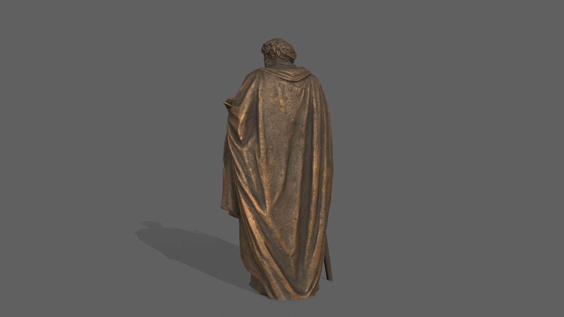 Old Man Statue Low-poly 3D model_7