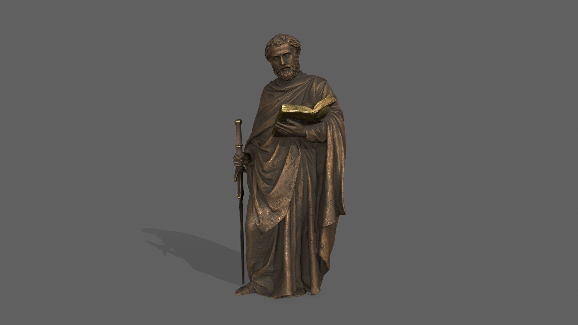 Old Man Statue Low-poly 3D model_9