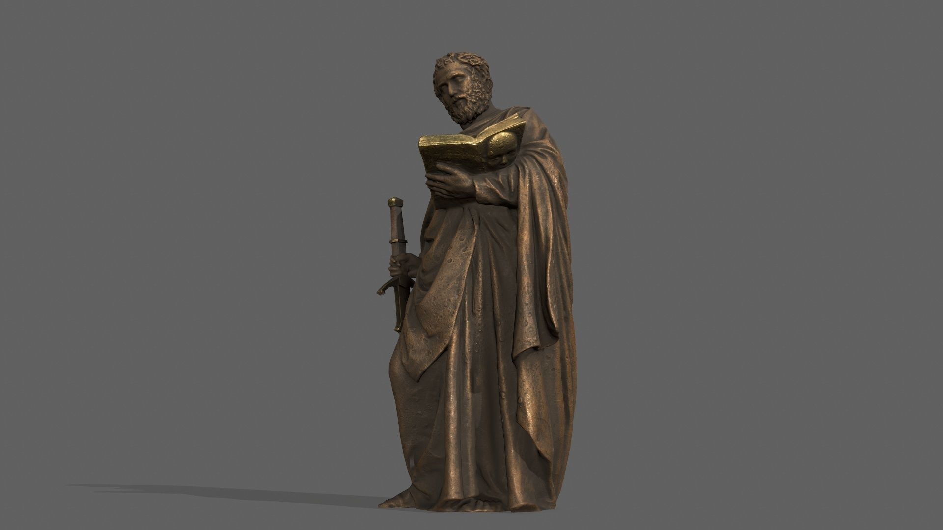 Old Man Statue Low-poly 3D model_1