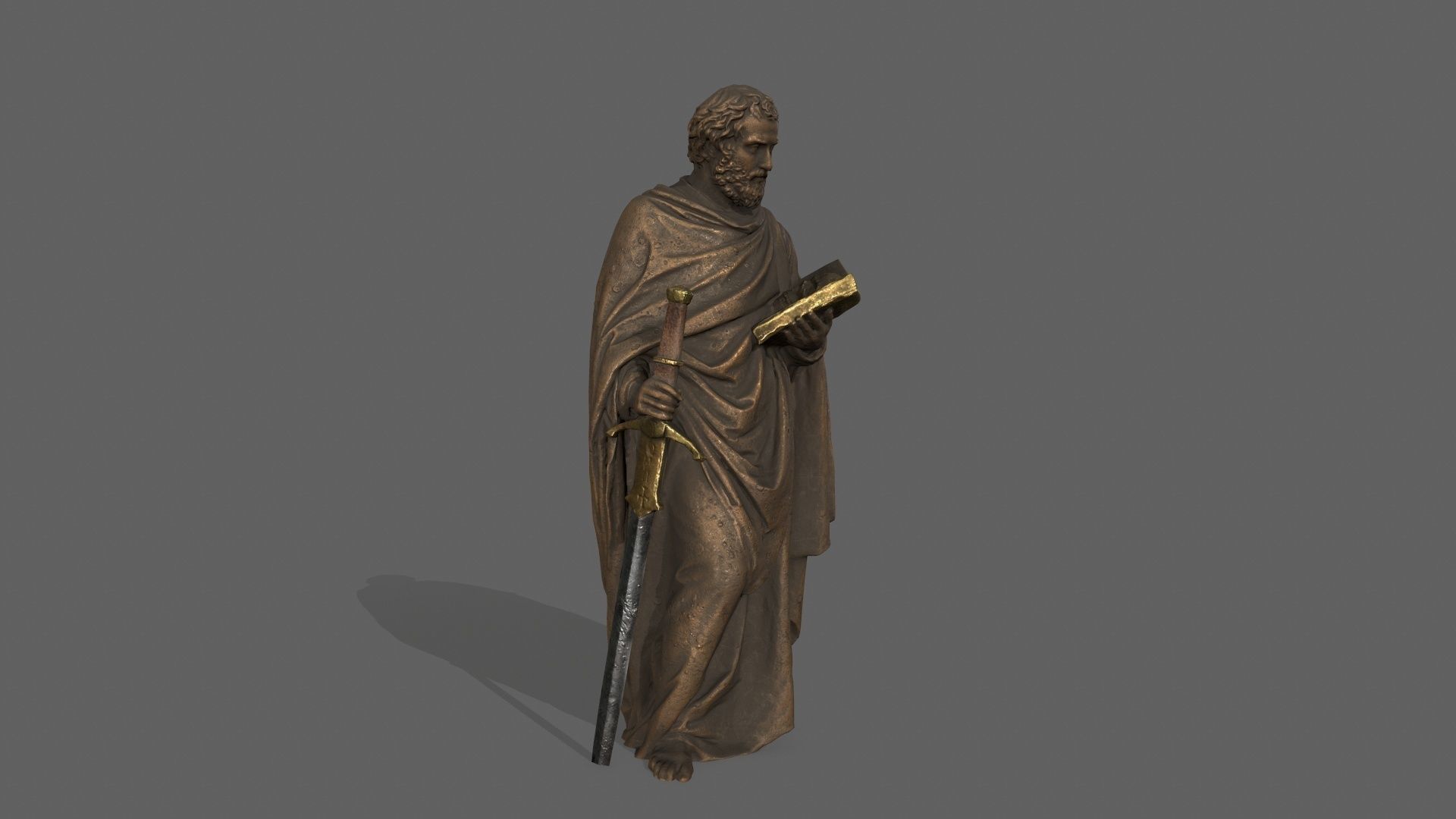 Old Man Statue Low-poly 3D model_3