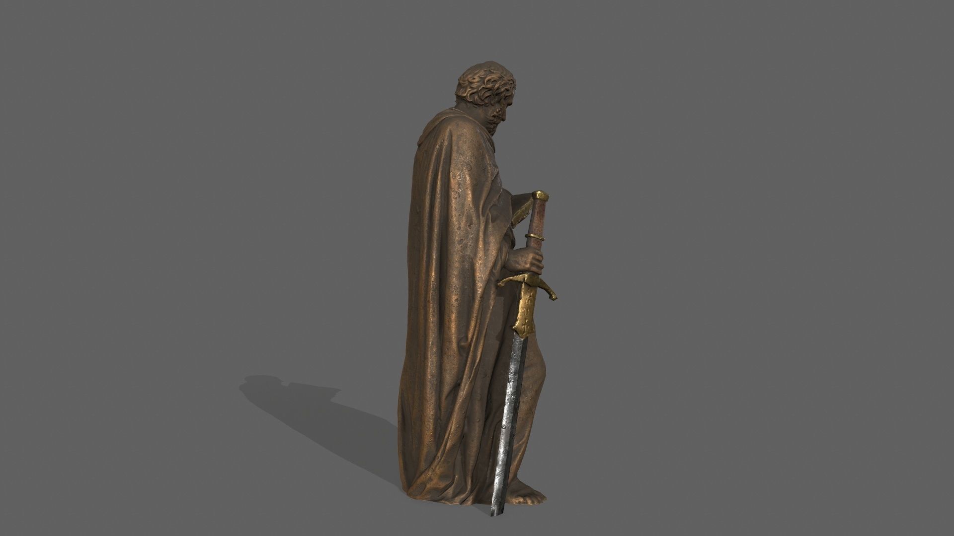 Old Man Statue Low-poly 3D model_5