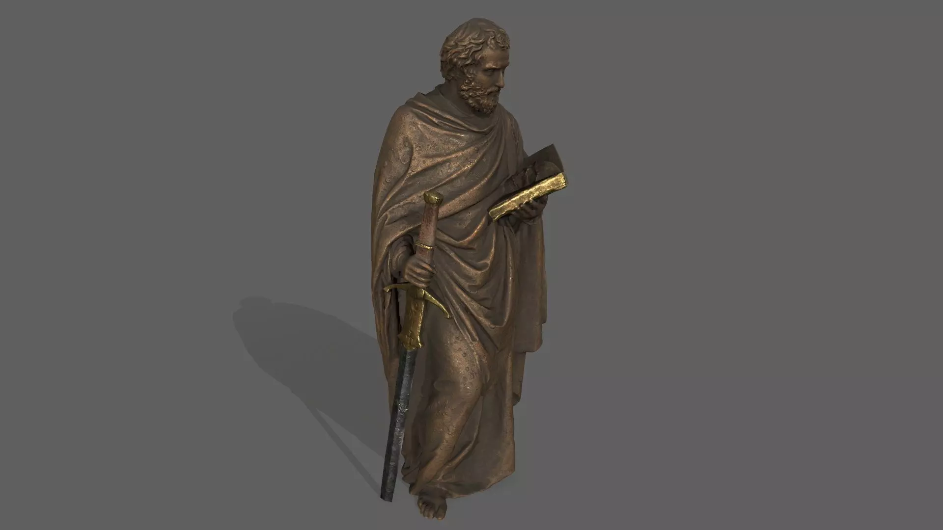 Old Man Statue Low-poly 3D model_0