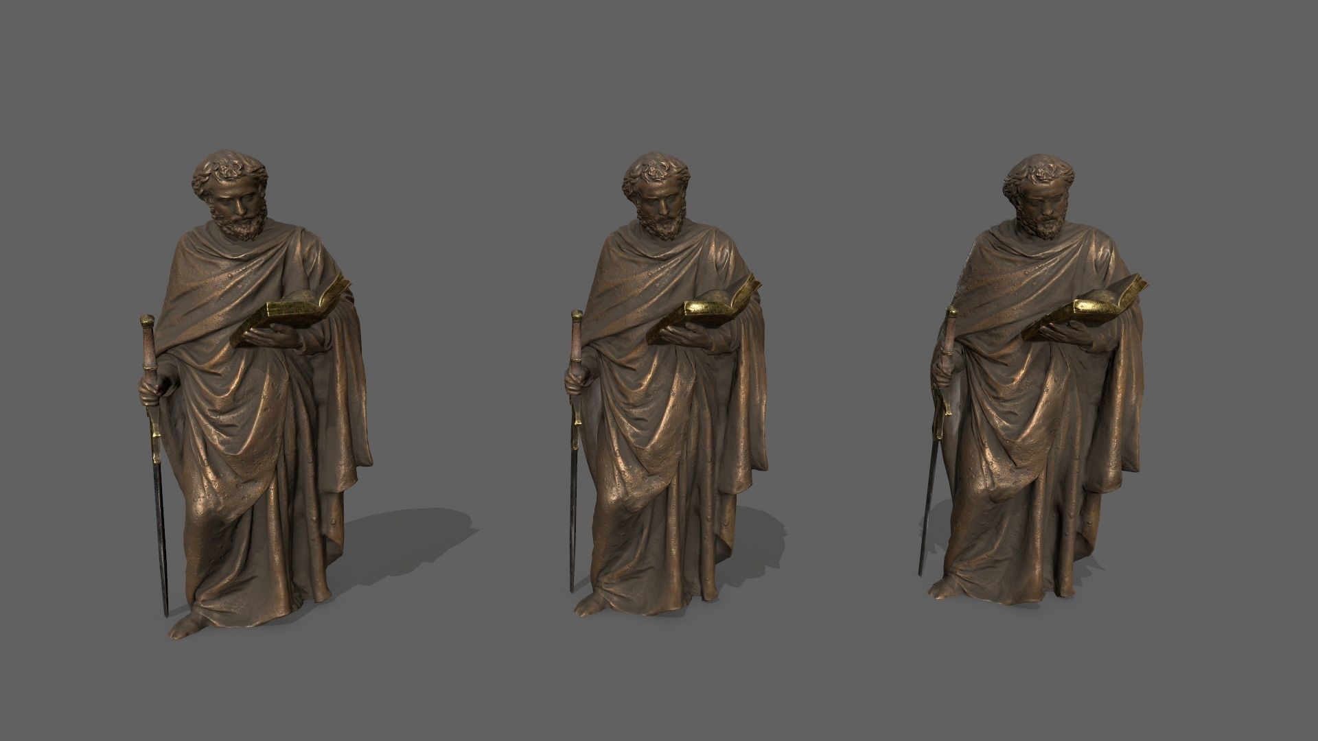 Old Man Statue Low-poly 3D model_10