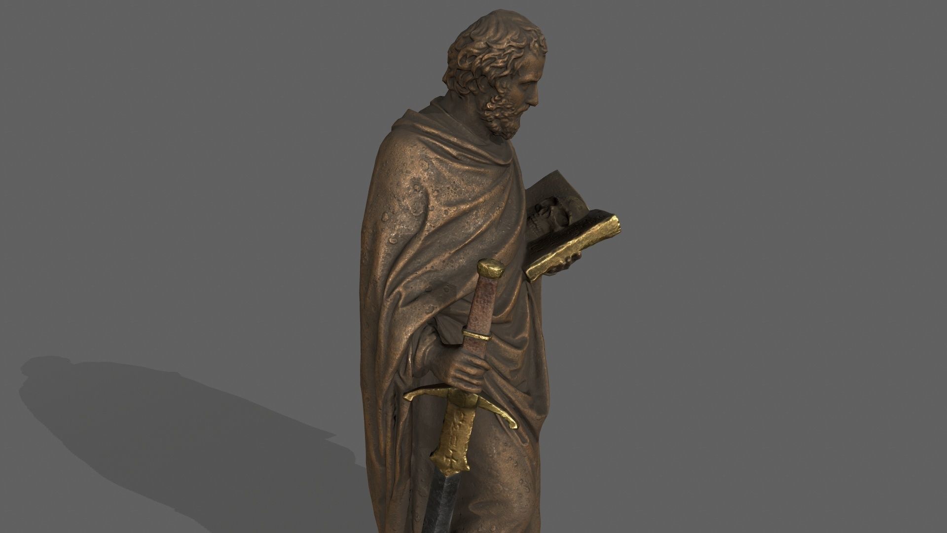 Old Man Statue Low-poly 3D model_2