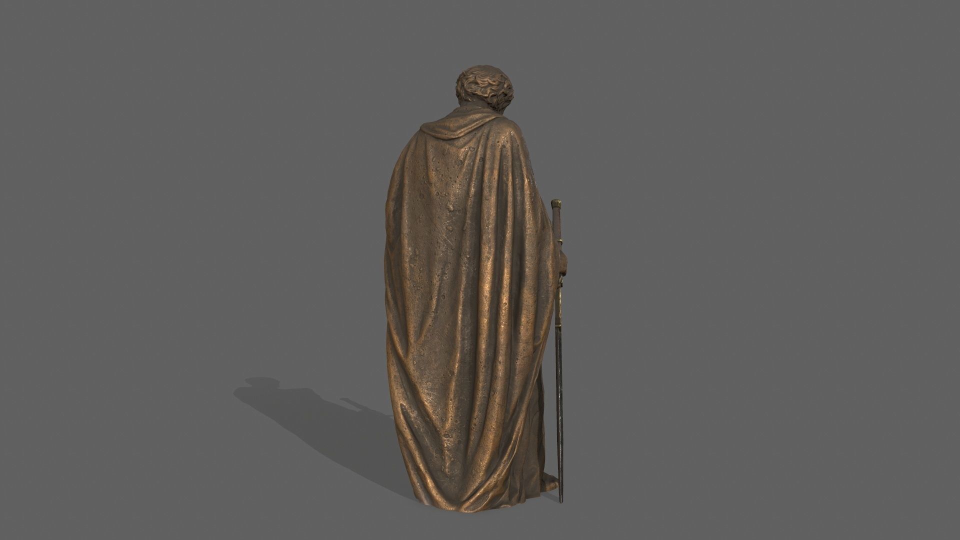Old Man Statue Low-poly 3D model_6