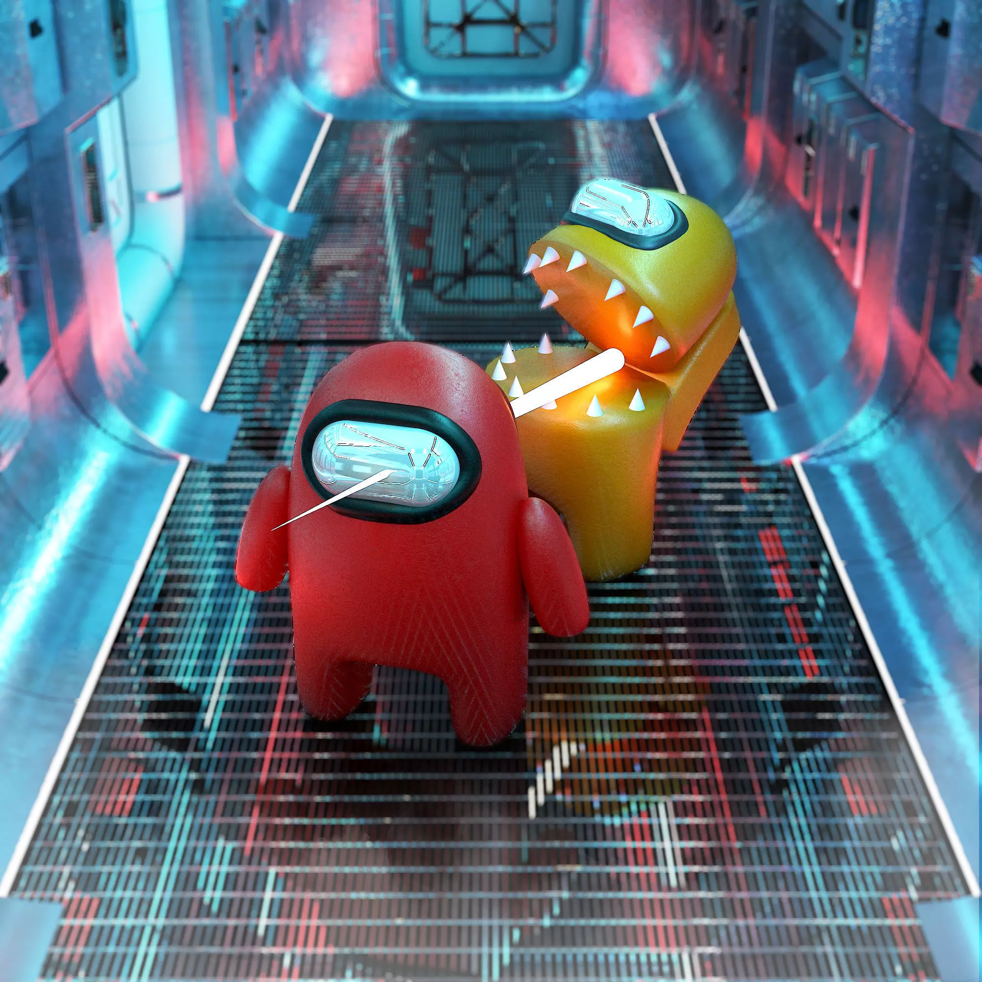 Sci - Fi Among Us Character Duo Low-poly 3D model_0