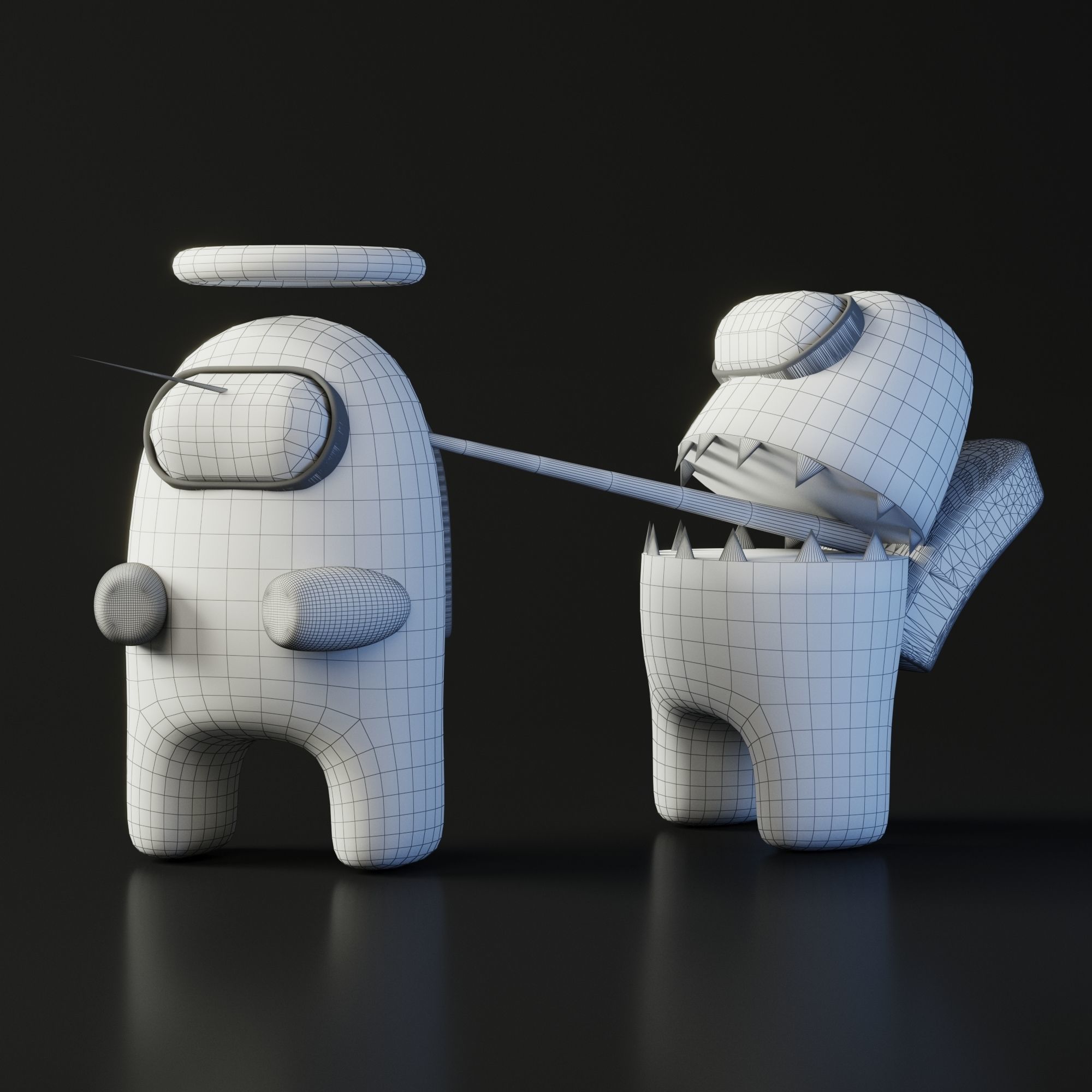 Sci - Fi Among Us Character Duo Low-poly 3D model_3