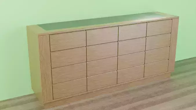 Varnished  Solid Oak Buffet Low-poly 3D model