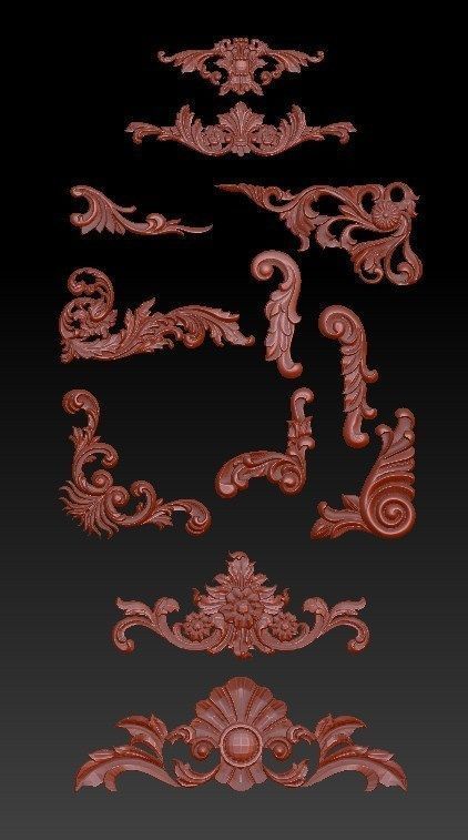ornamentals set of ornate carvings 3D print model_1