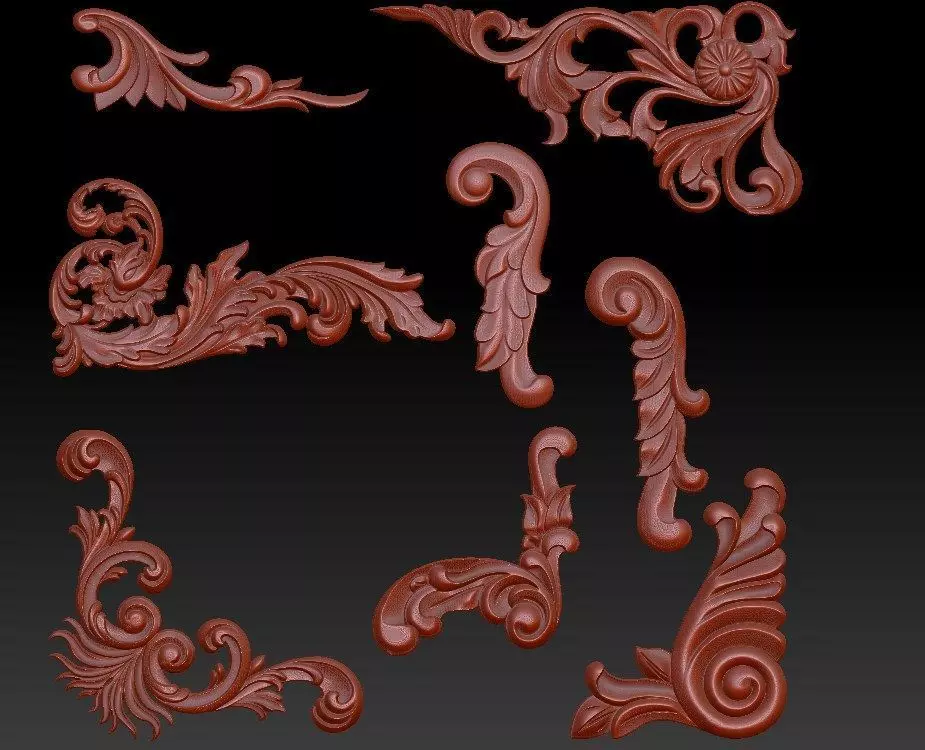 ornamentals set of ornate carvings 3D print model_0