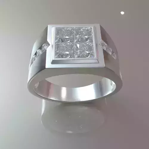 men diamond square ring 3dm