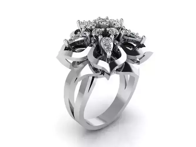 Flower diamond ring 2406 3D print model
