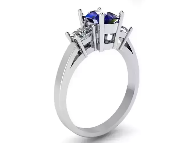 White and Blue 3-stone diamond ring 2408 3D print model