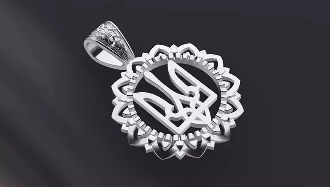 Pendant with Trident Symbol of Ukraine cnc model or