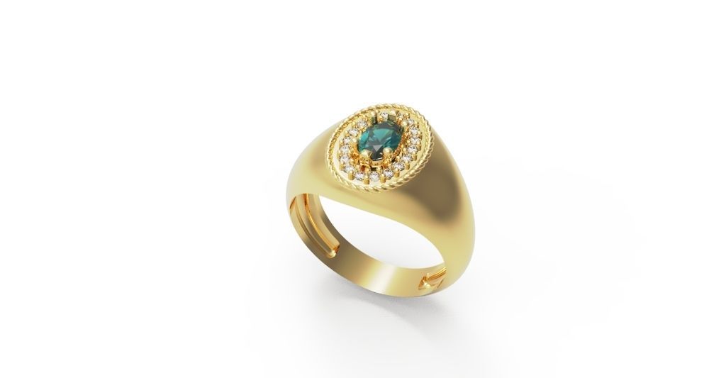 Diamond Signet ring 3D print model_2