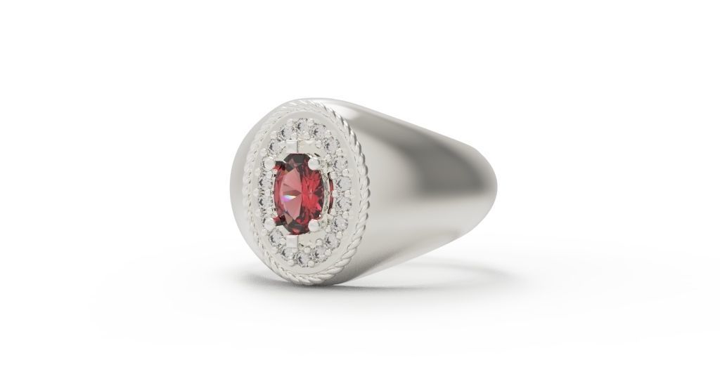 Diamond Signet ring 3D print model_8