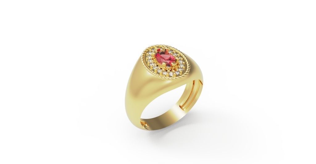 Diamond Signet ring 3D print model_4
