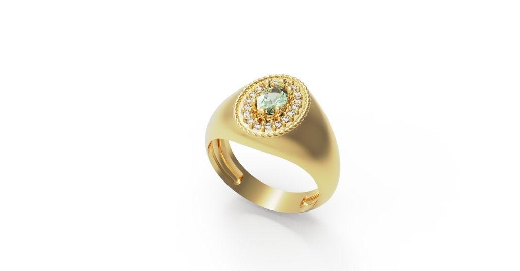 Diamond Signet ring 3D print model_5