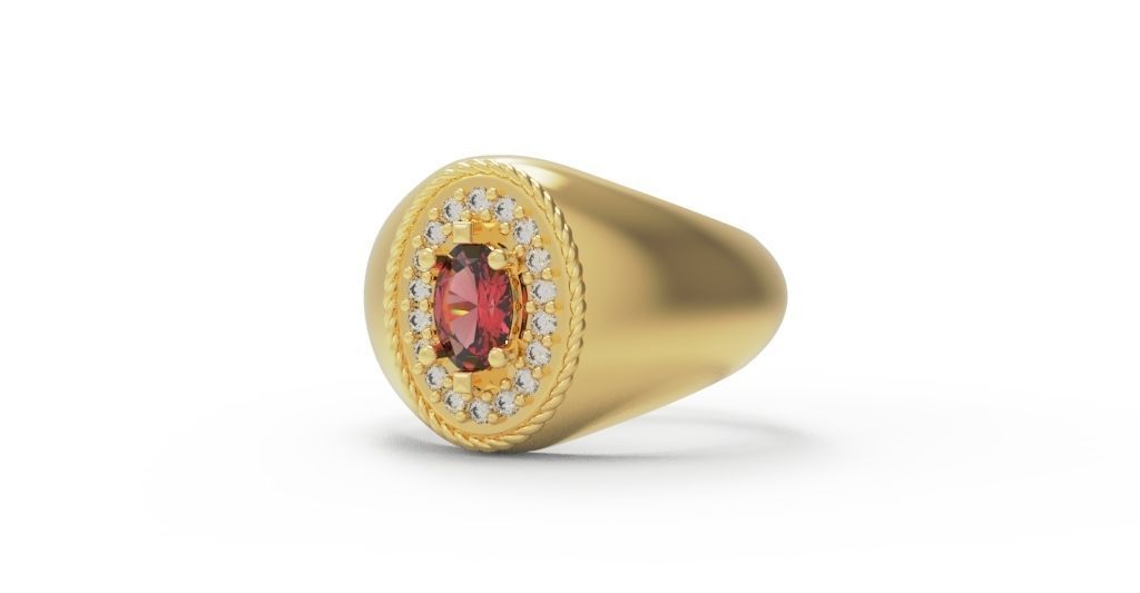 Diamond Signet ring 3D print model_9