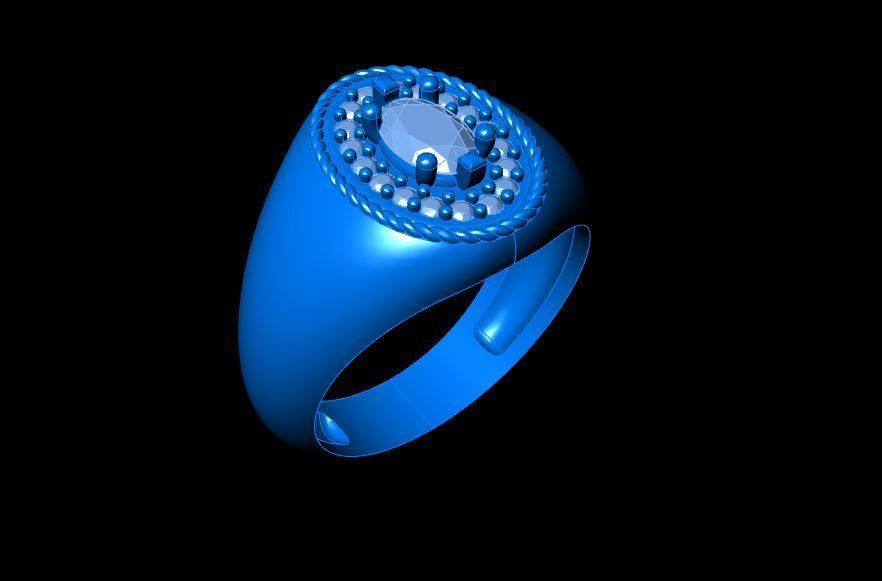 Diamond Signet ring 3D print model_11