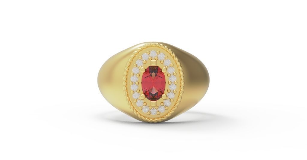 Diamond Signet ring 3D print model_7