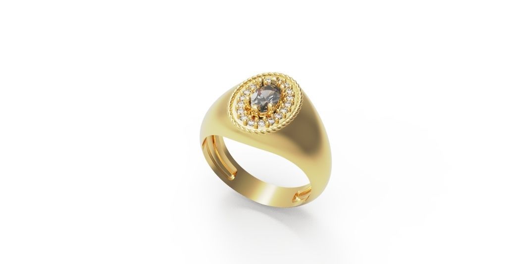 Diamond Signet ring 3D print model_3