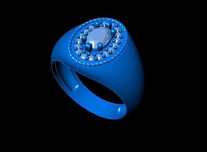 Diamond Signet ring 3D print model_10