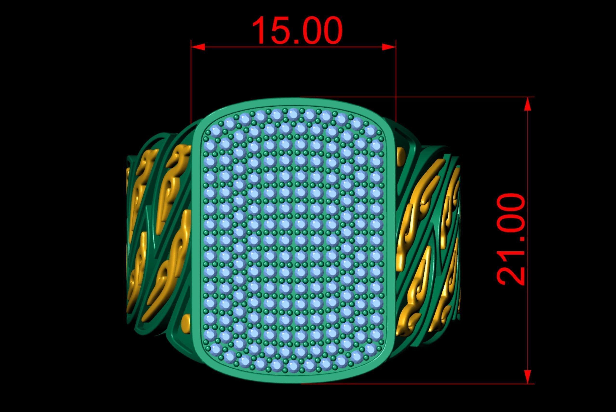 Signet Diamond  Enamel  Ring  3D print model_14