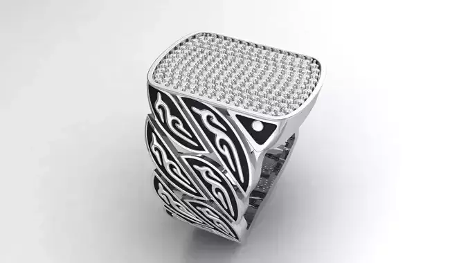 Signet Diamond  Enamel  Ring  3D print model