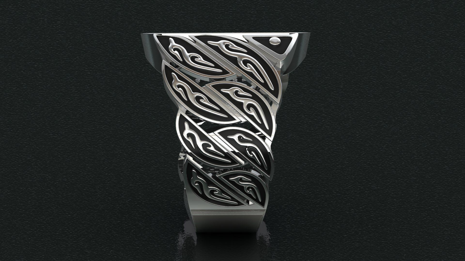 Signet Diamond  Enamel  Ring  3D print model_8
