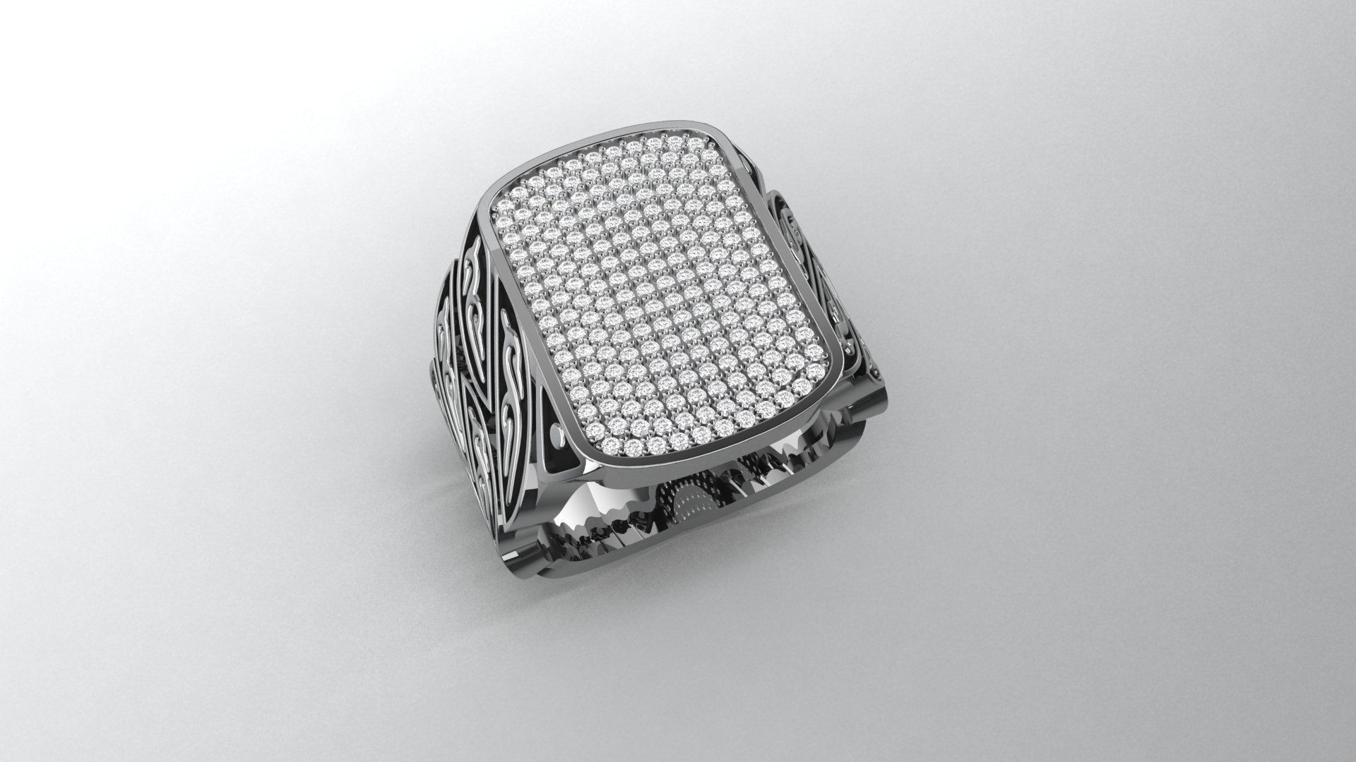 Signet Diamond  Enamel  Ring  3D print model_5