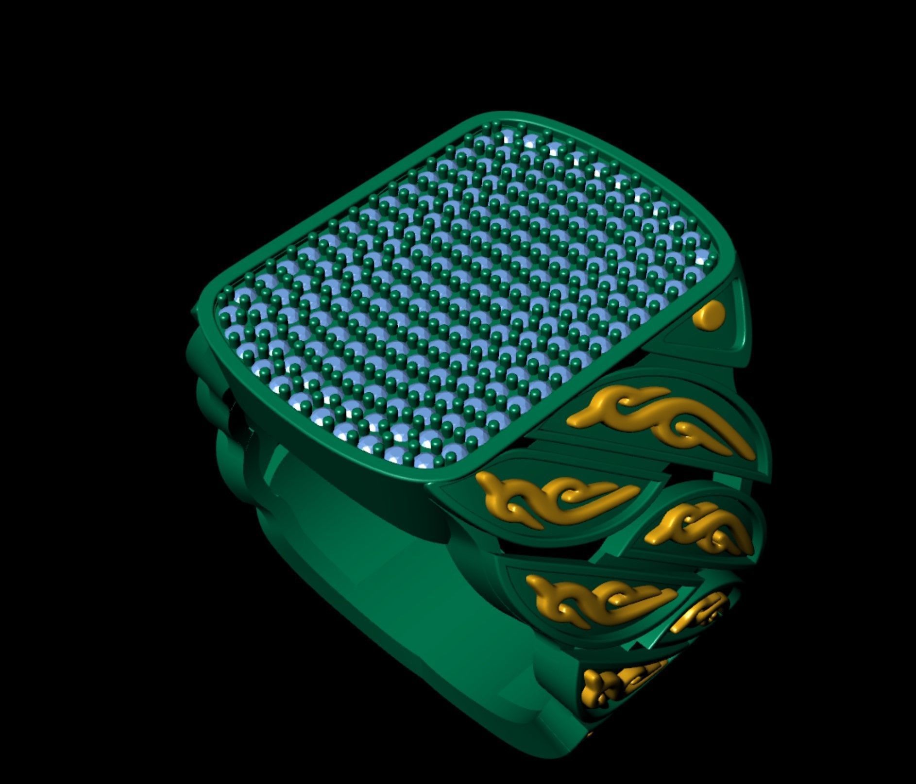 Signet Diamond  Enamel  Ring  3D print model_13