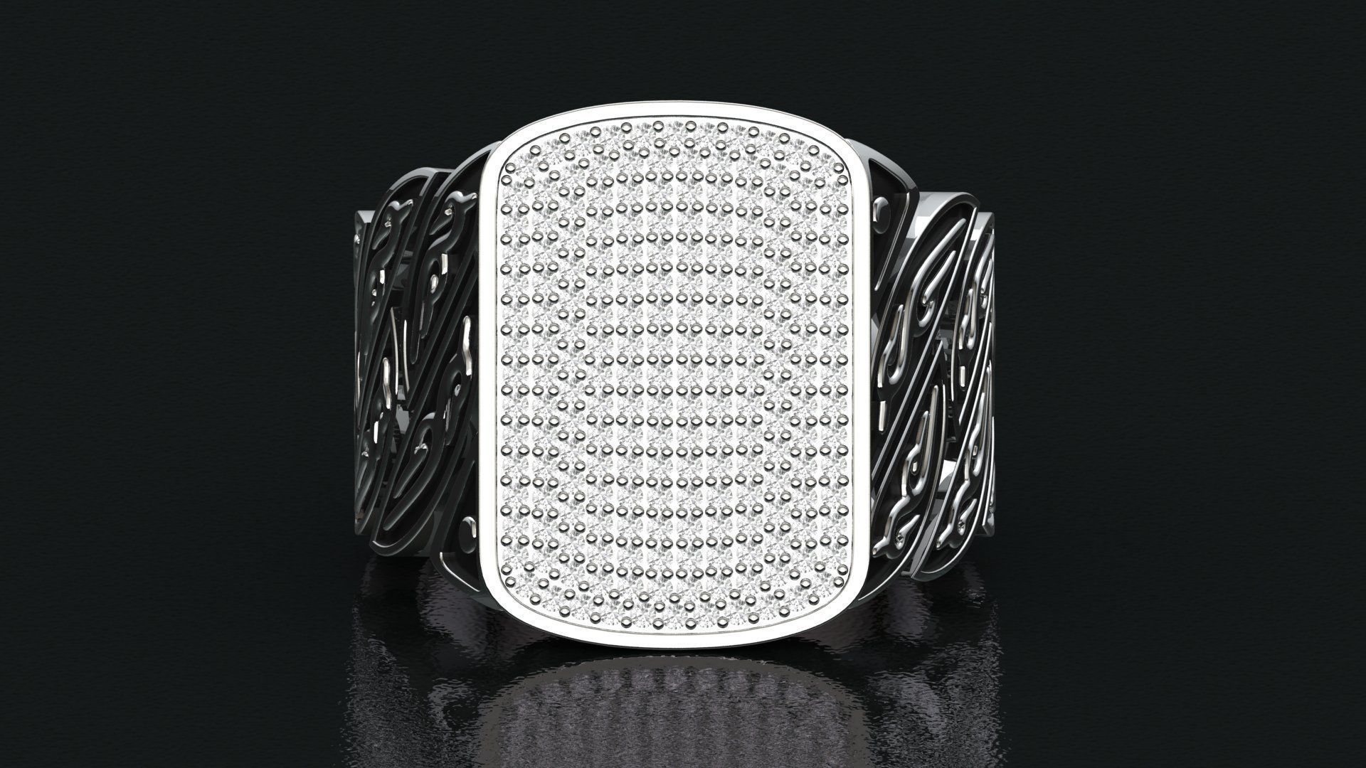 Signet Diamond  Enamel  Ring  3D print model_7