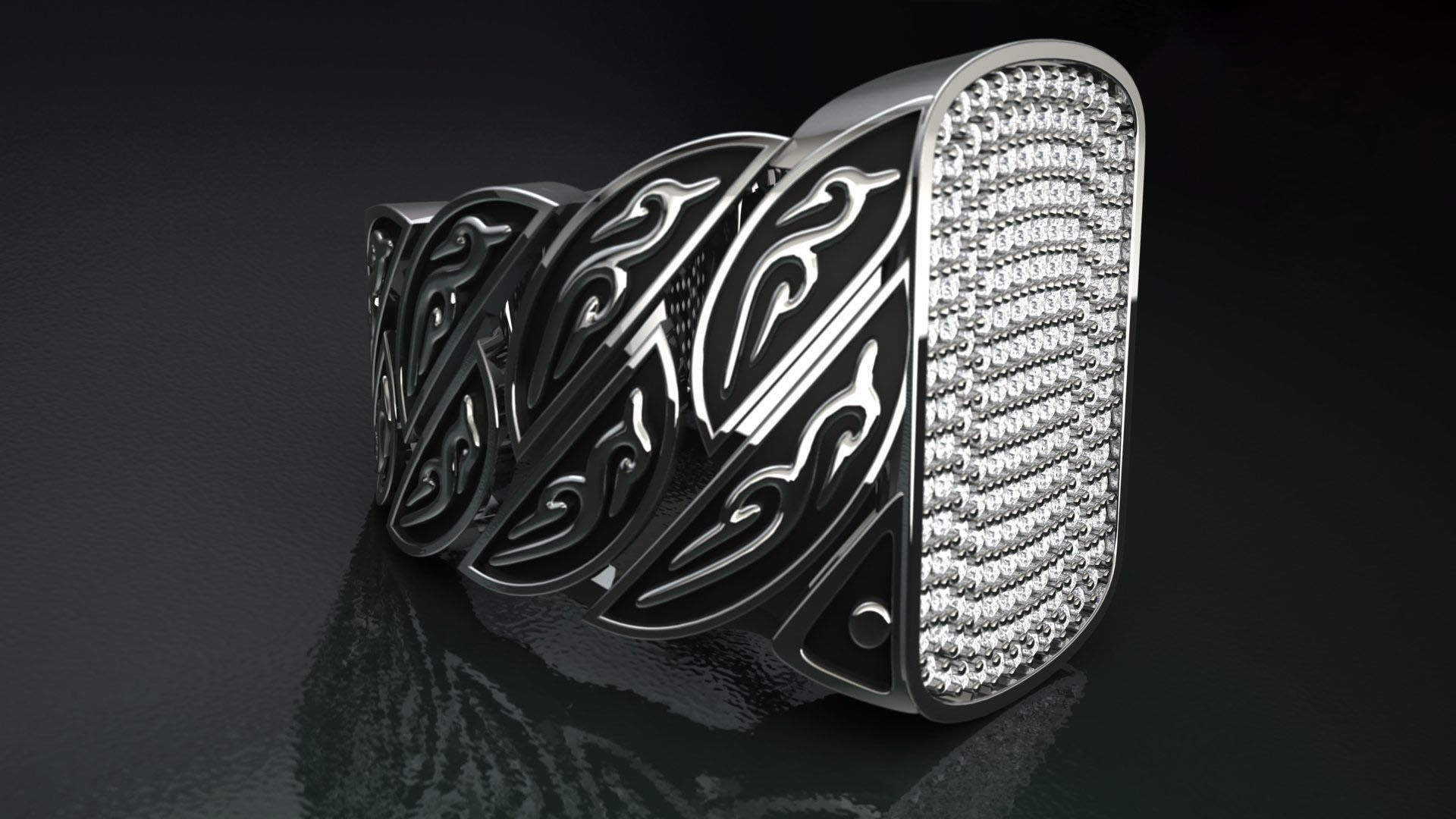 Signet Diamond  Enamel  Ring  3D print model_6