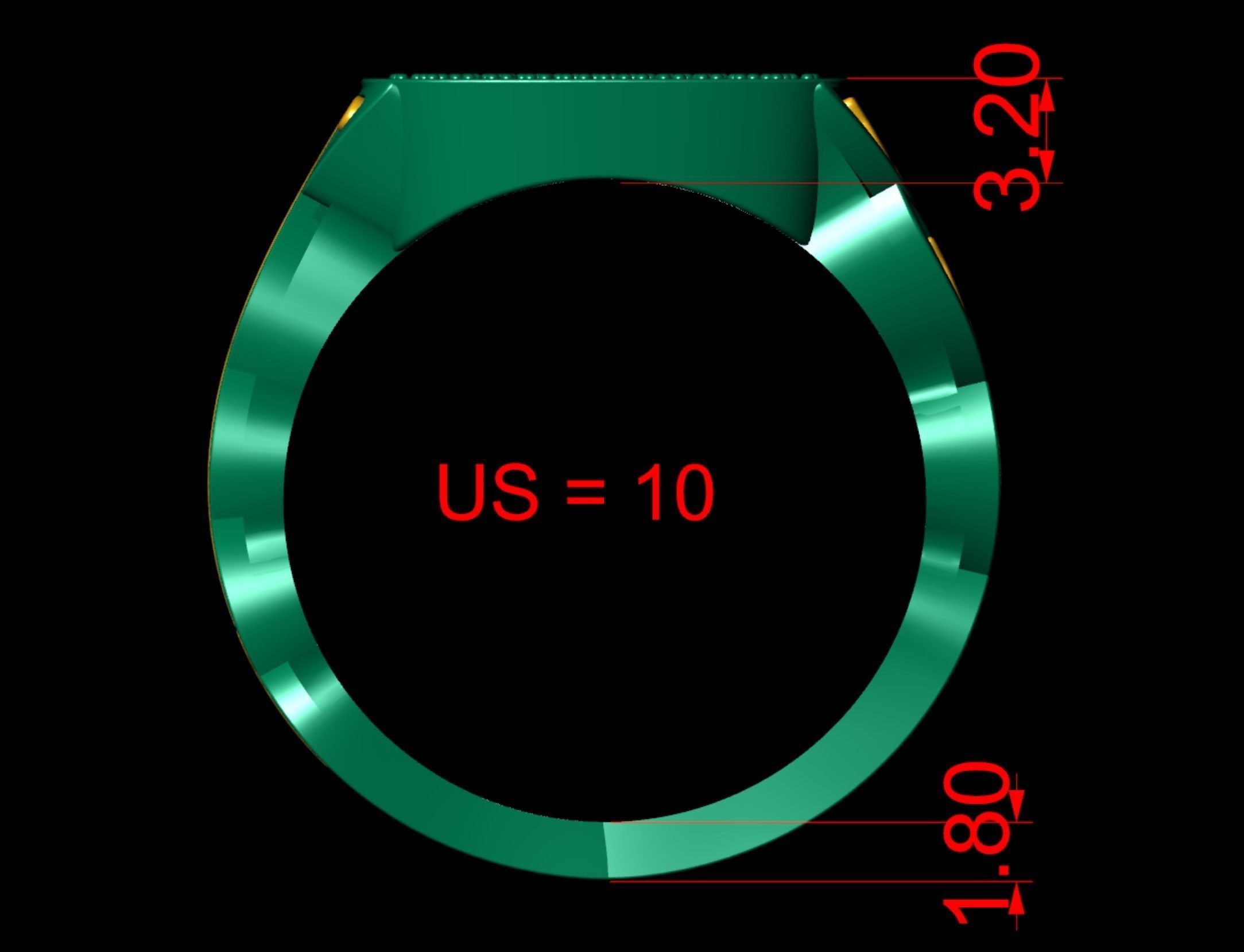 Signet Diamond  Enamel  Ring  3D print model_15
