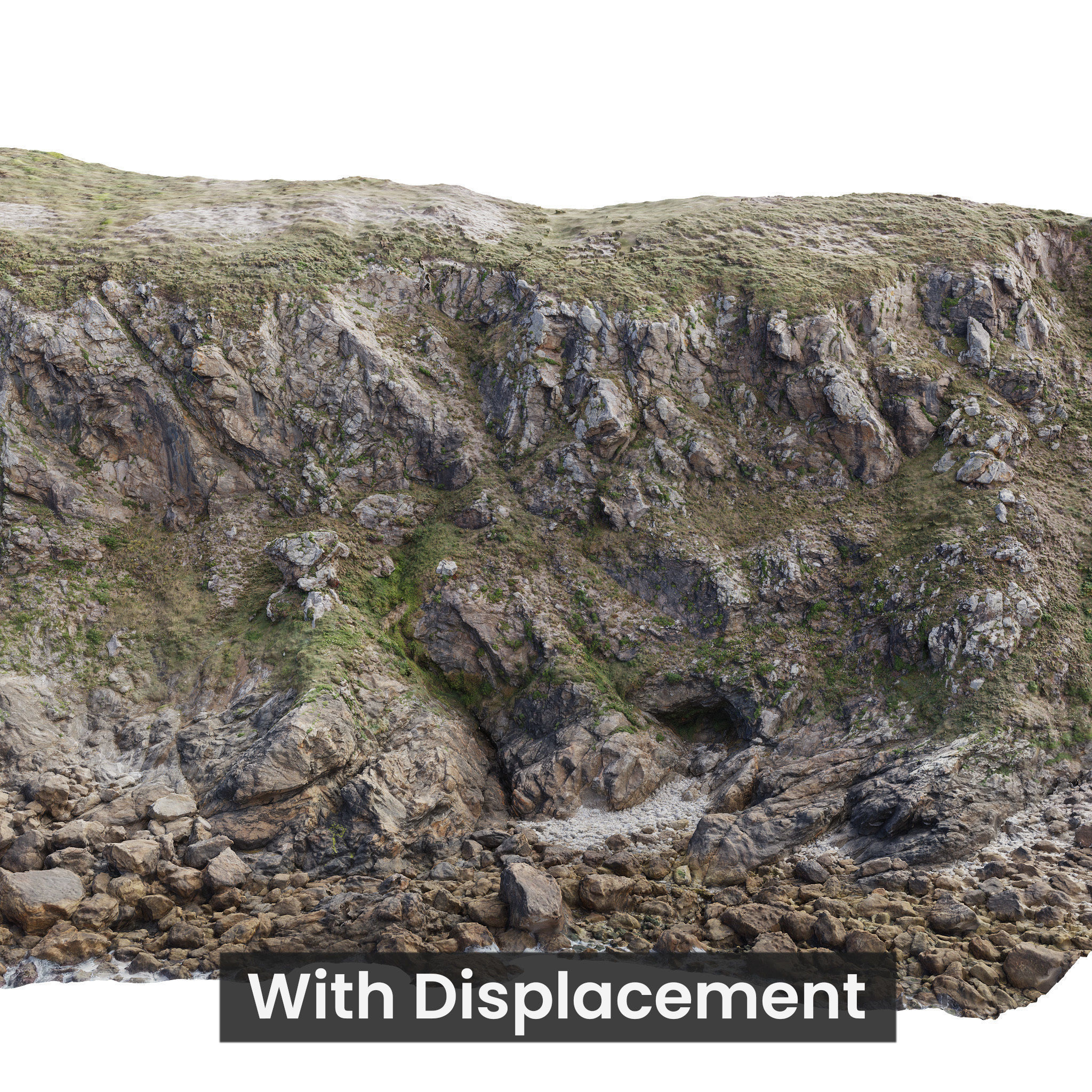Large Coast Line Cliff PBR Scan 01 Low-poly 3D model_6