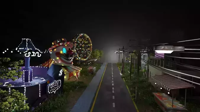Animated carnival scene 3D model